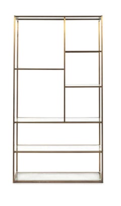 Milo Baughman Style Brass and Glass Étagère