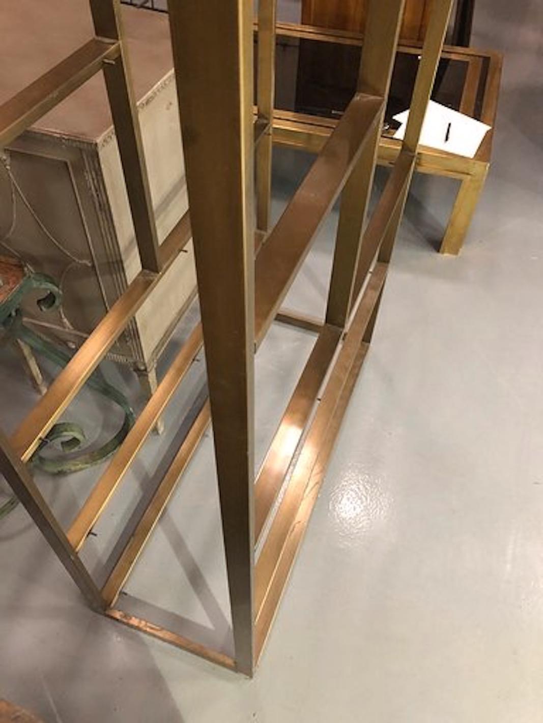 20th Century Milo Baughman Style Brass and Glass Étagère