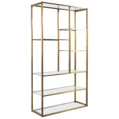 Etagere im Stil von Milo Baughman aus Messing und Glas