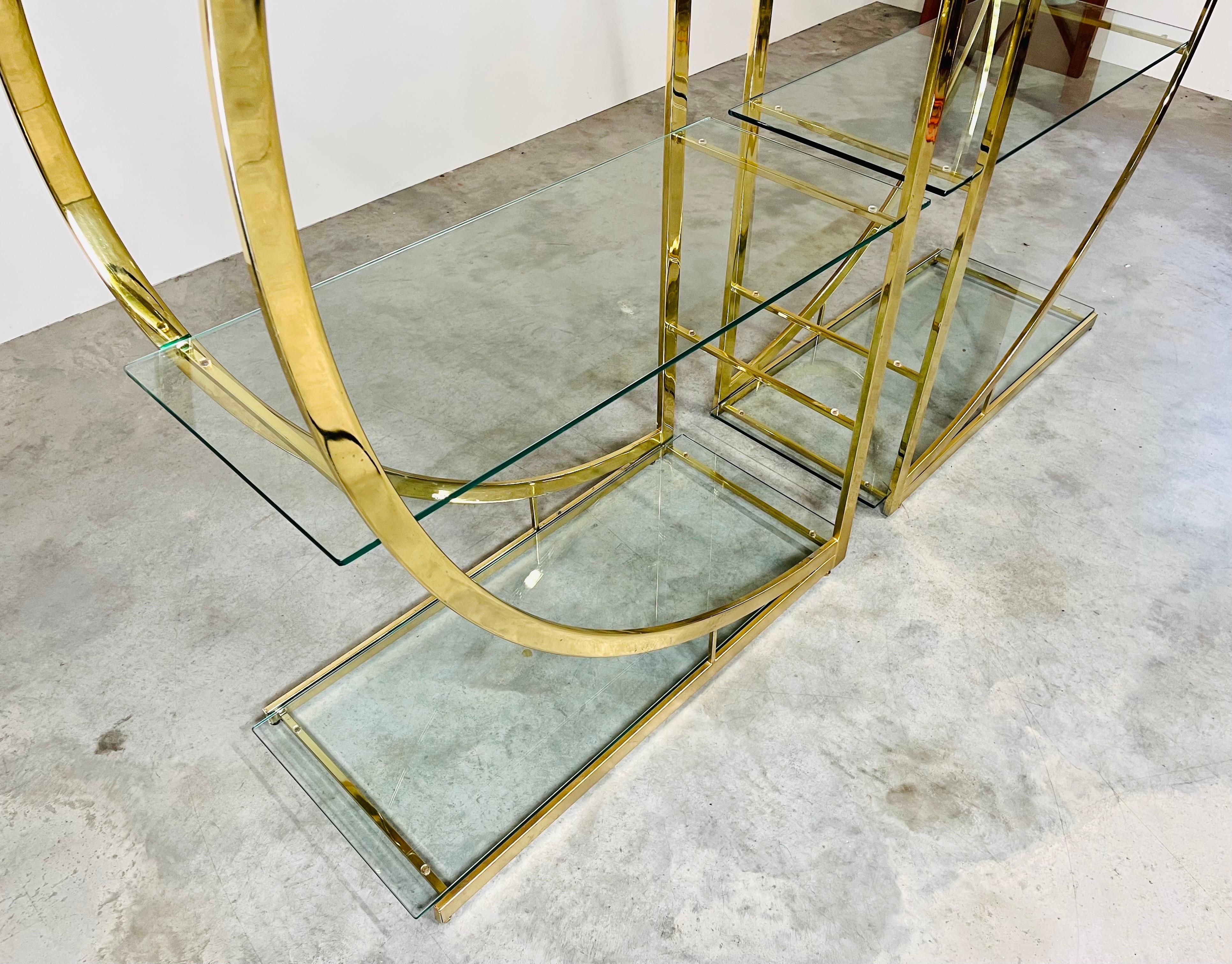 20th Century Milo Baughman Style Brass Circle Etagere By DIA  For Sale