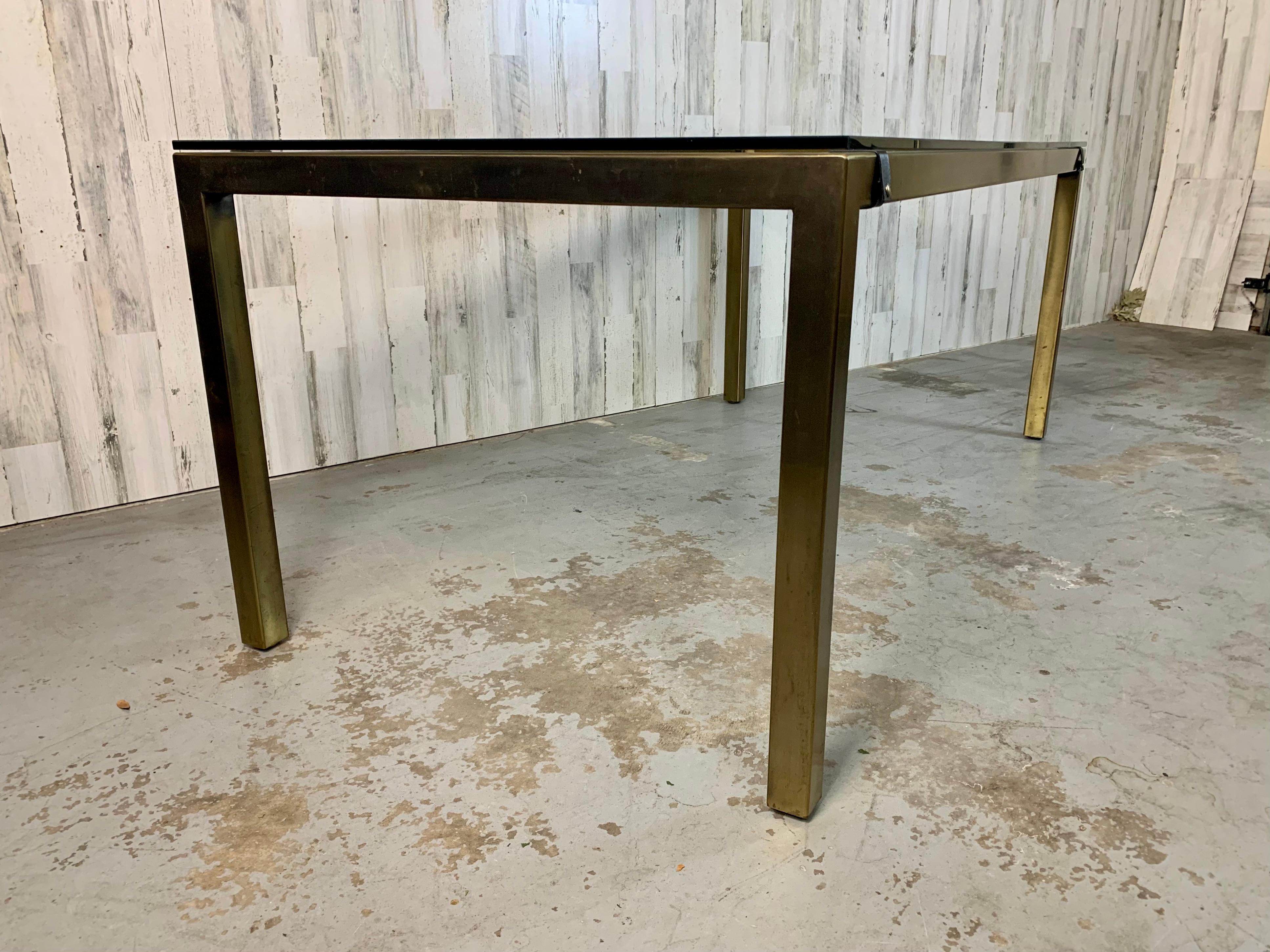 Milo Baughman style Brass Parsons Table For Sale 2