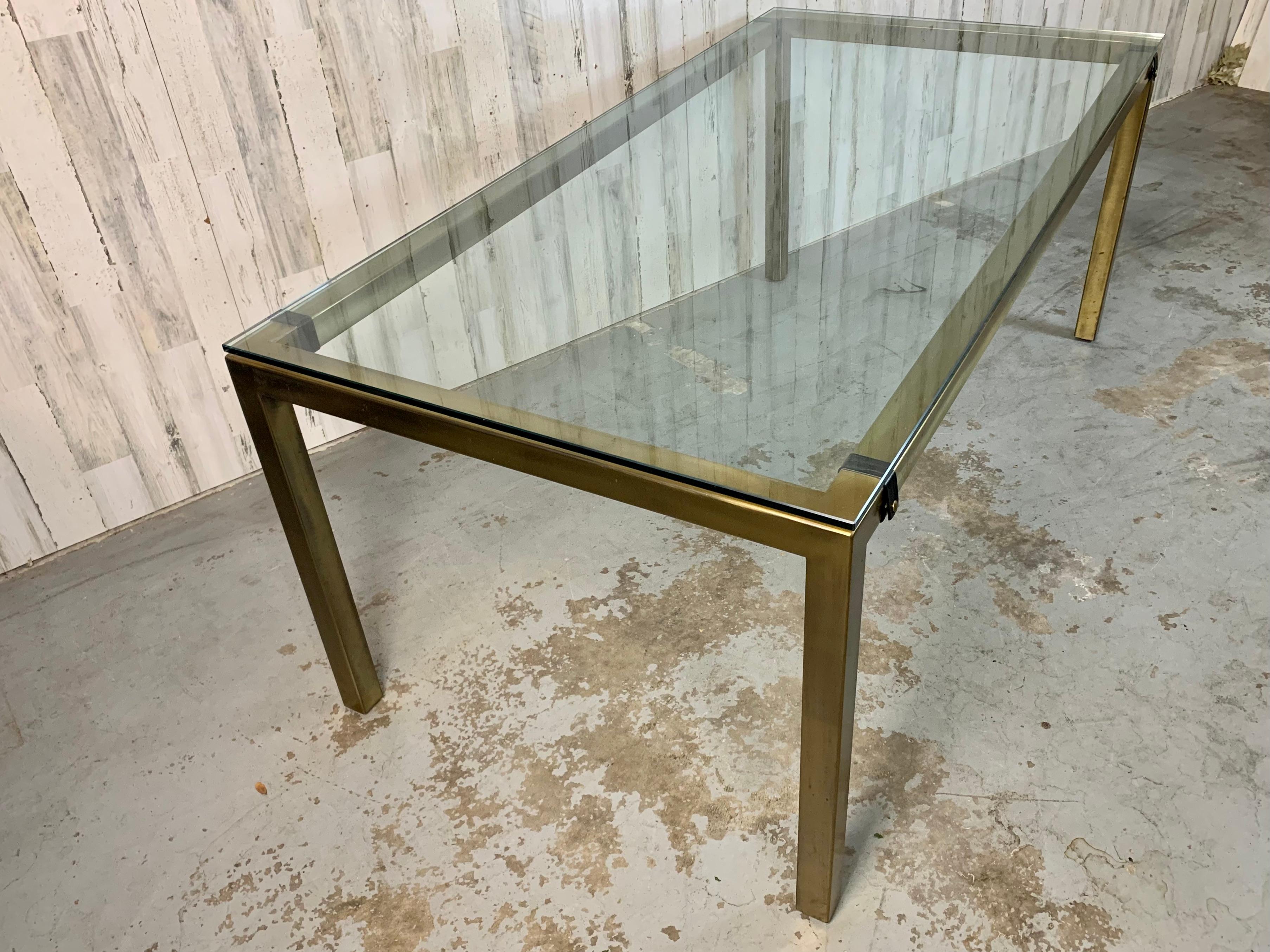Milo Baughman style Brass Parsons Table For Sale 3