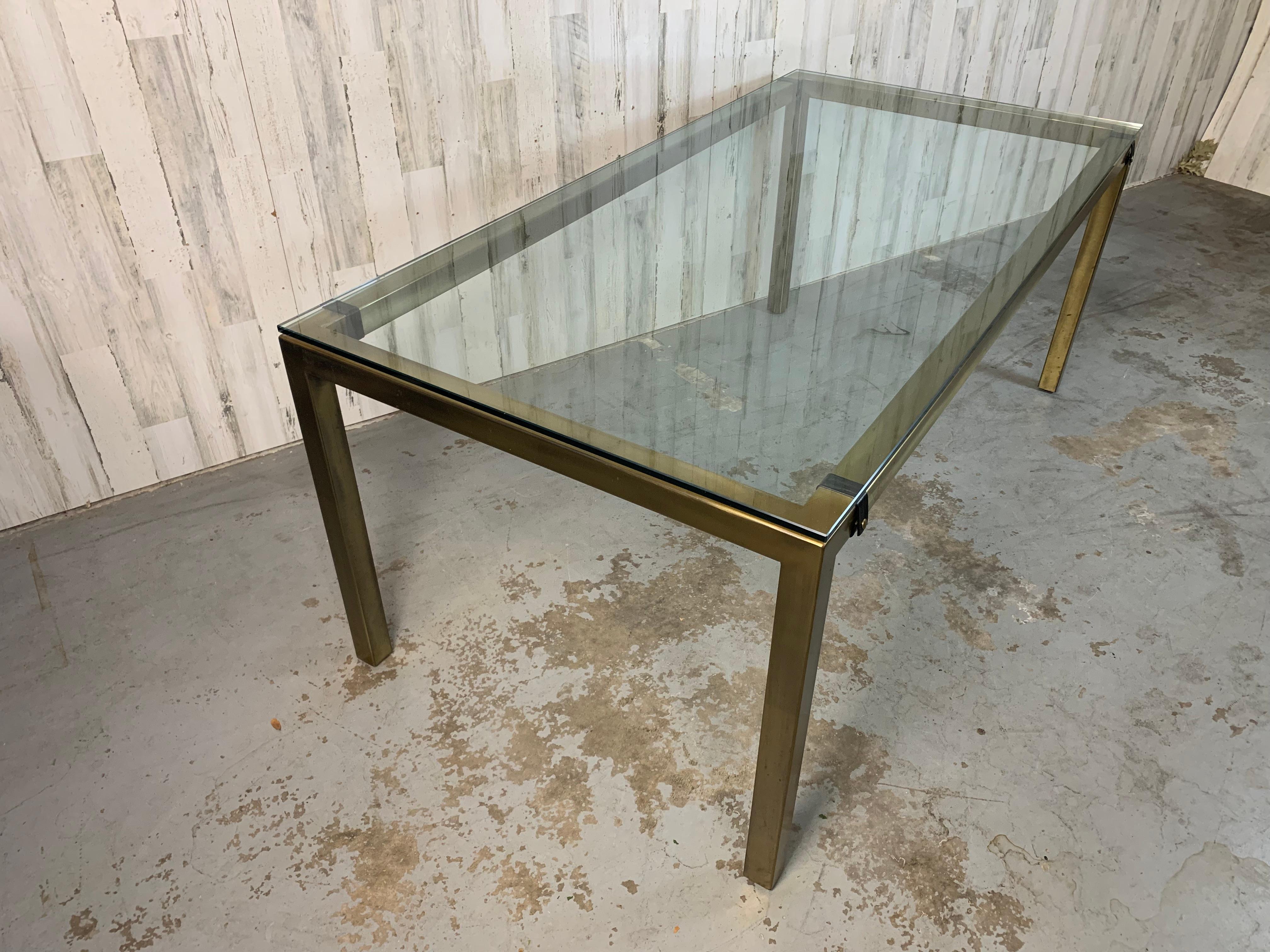 Milo Baughman style Brass Parsons Table For Sale 4