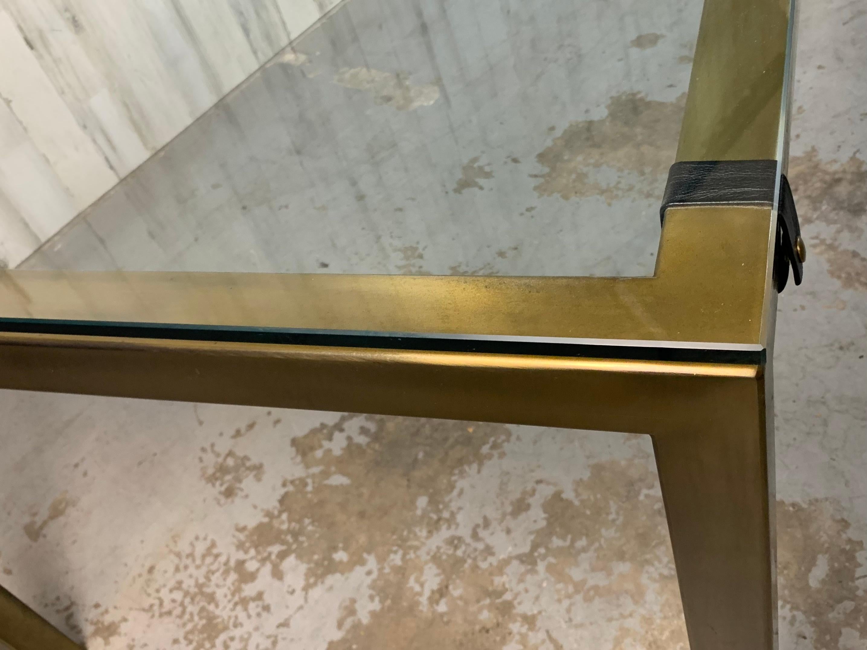 Milo Baughman style Brass Parsons Table For Sale 5