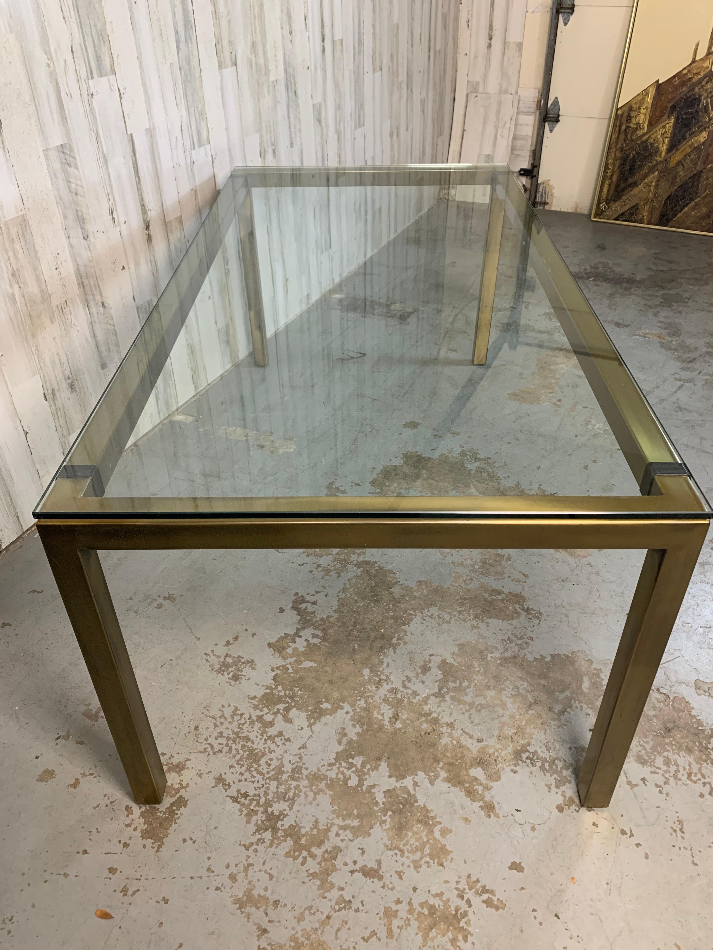 Milo Baughman style Brass Parsons Table For Sale 7