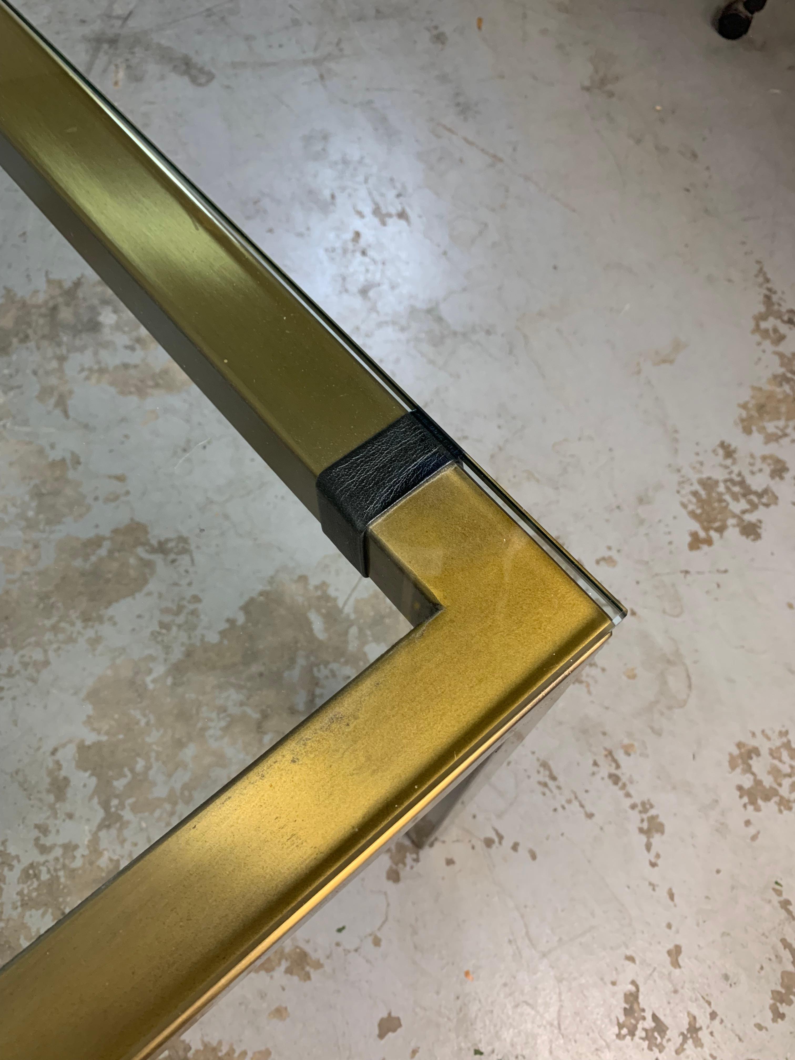 Milo Baughman style Brass Parsons Table For Sale 8