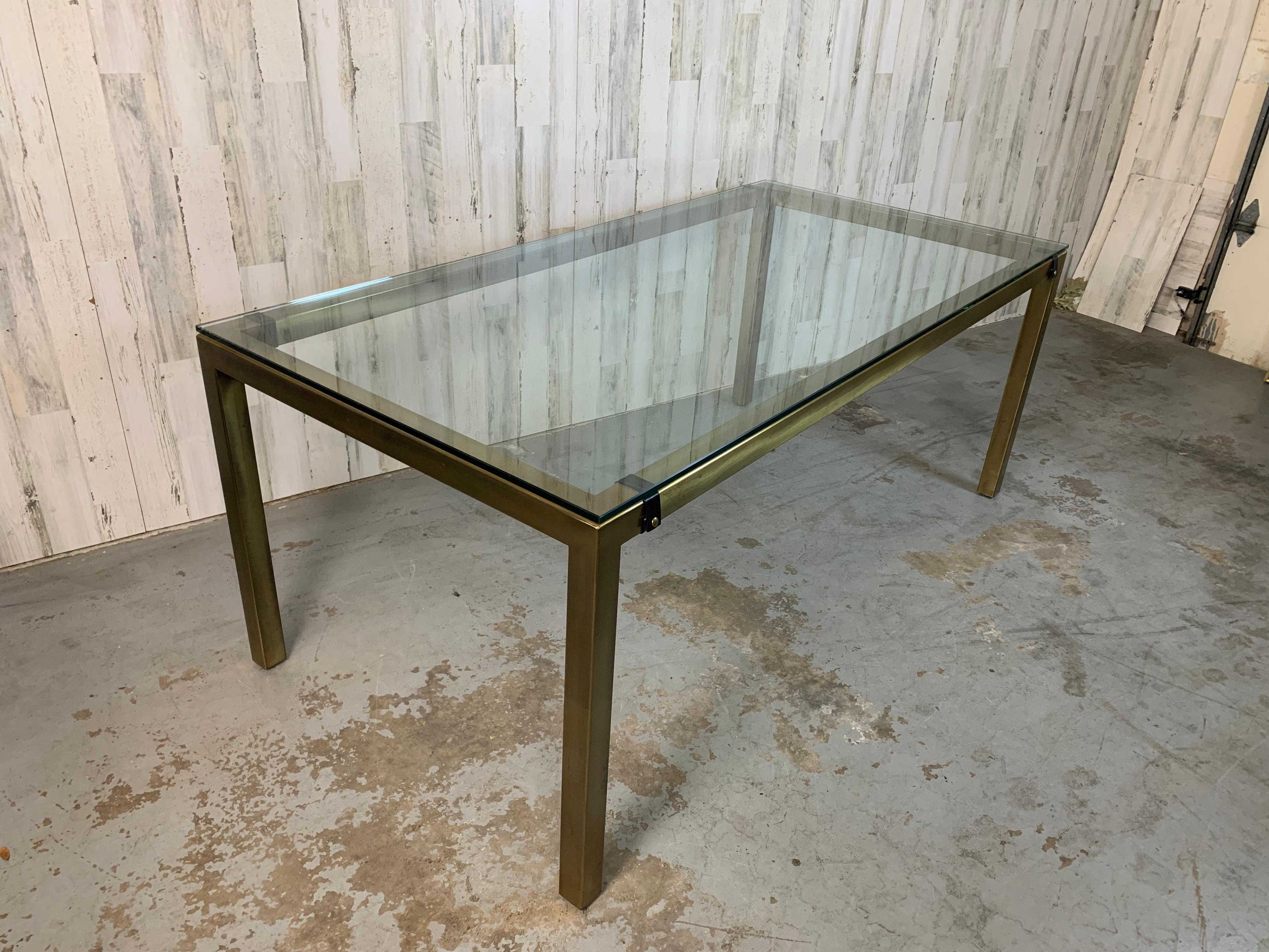 20th Century Milo Baughman style Brass Parsons Table For Sale