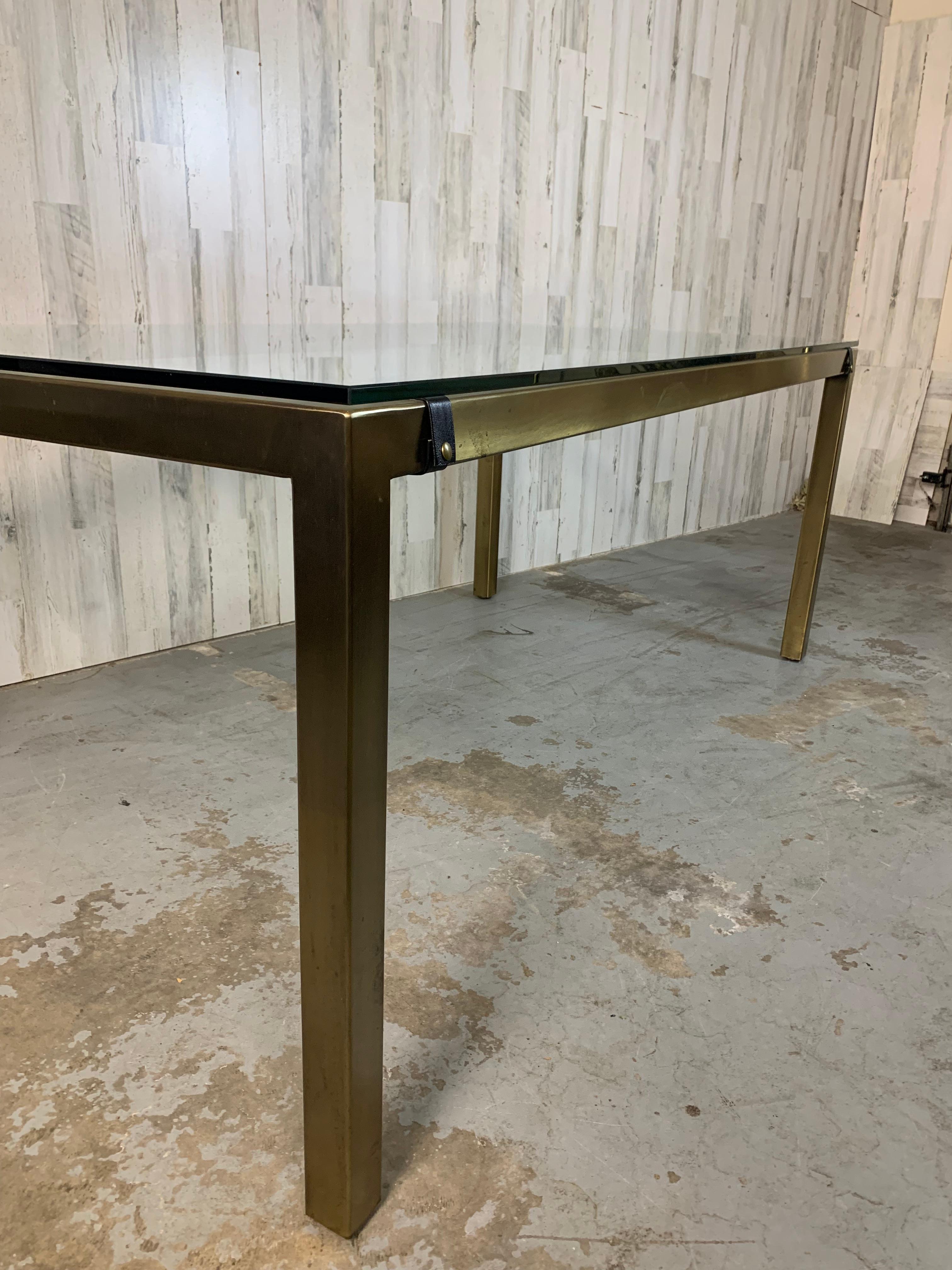 Milo Baughman style Brass Parsons Table For Sale 1