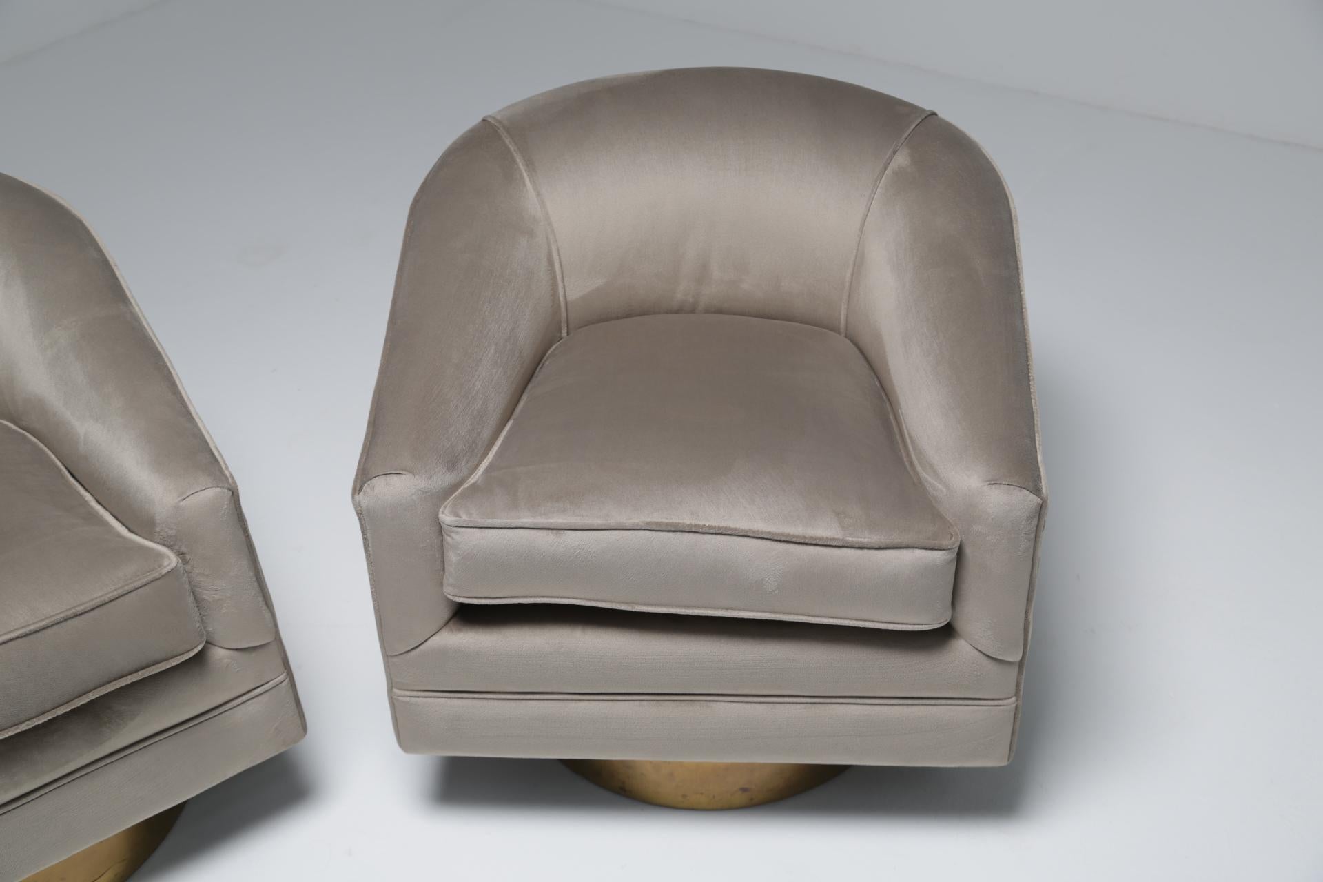 Milo Baughman style brass swivel mid-century chairs  3
