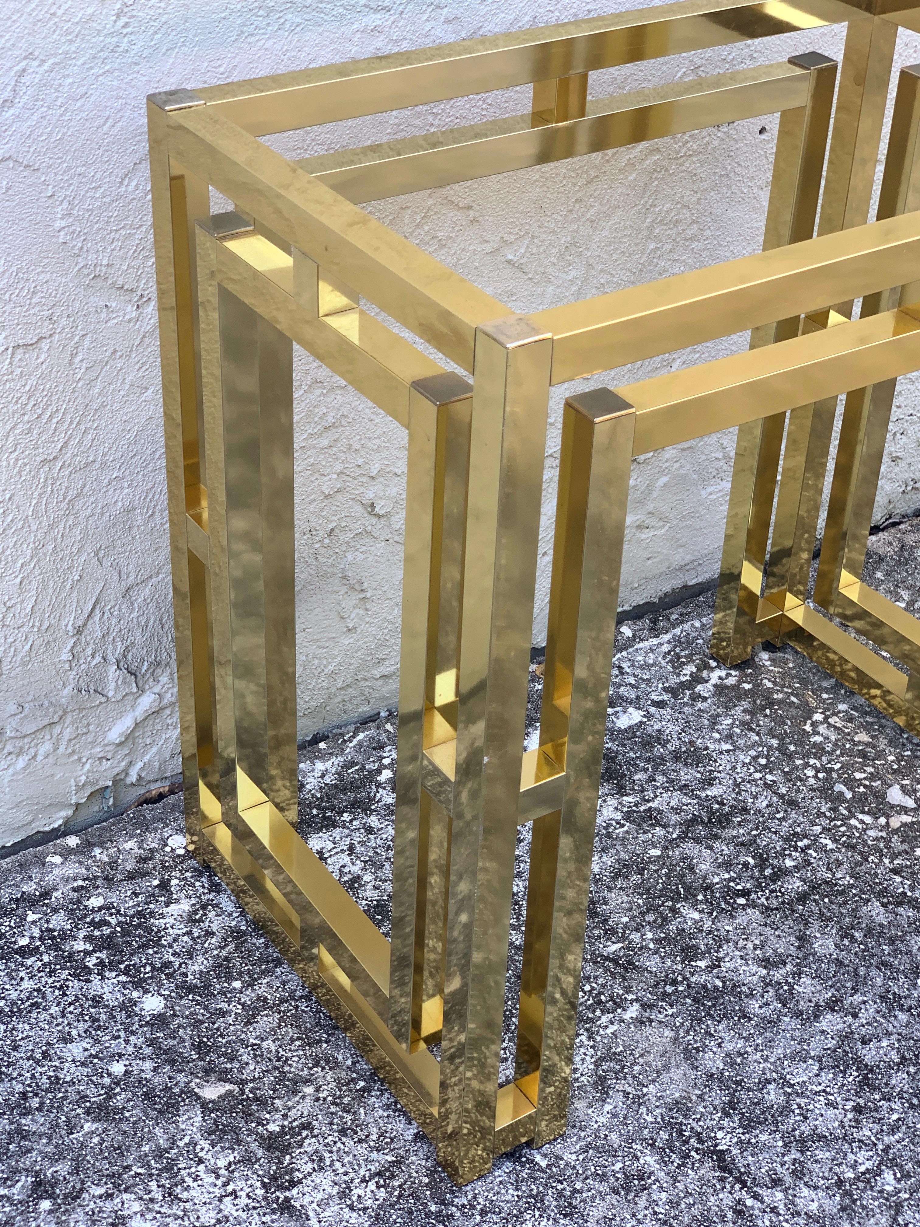 American Milo Baughman Style Brass Table Base