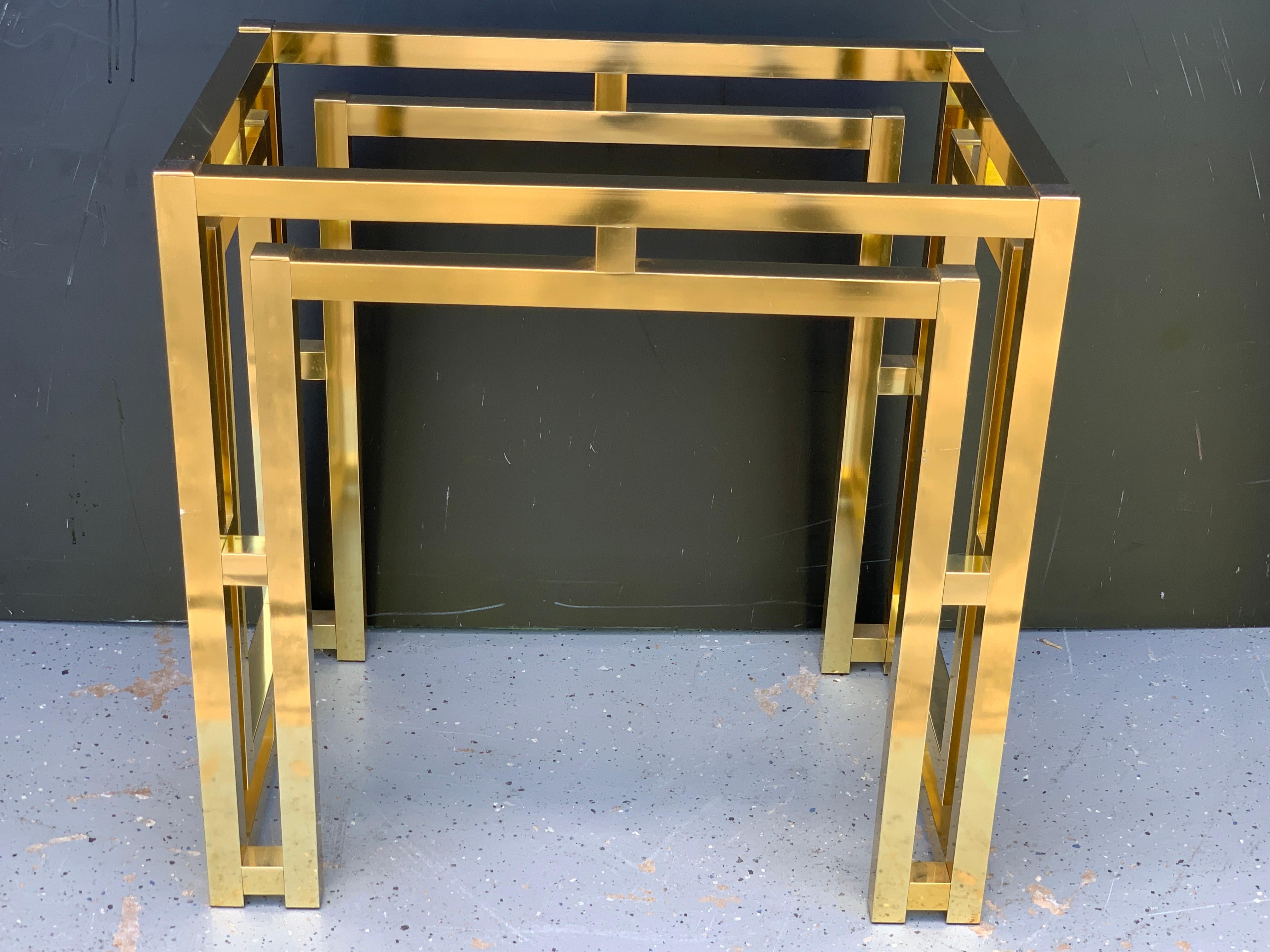 Milo Baughman Style Brass Table Base In Good Condition In West Palm Beach, FL