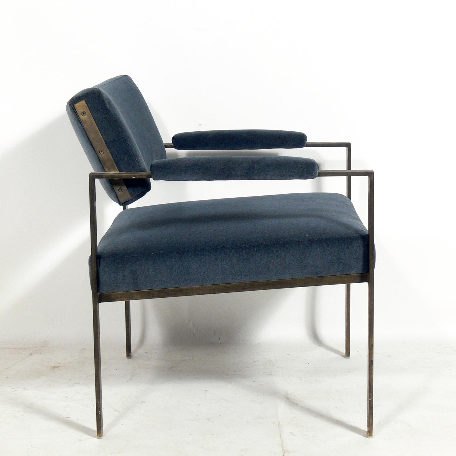 Mid-Century Modern Milo Baughman Style Bronze Finish Lounge Chair