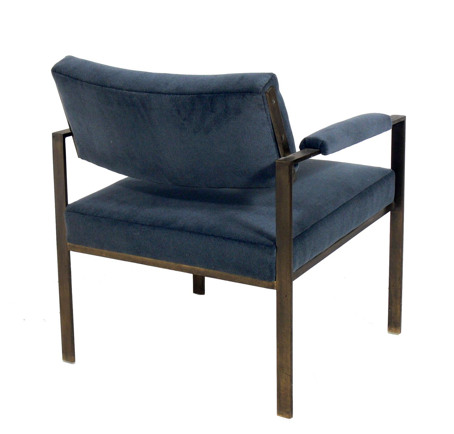 Spanish Milo Baughman Style Bronze Finish Lounge Chair