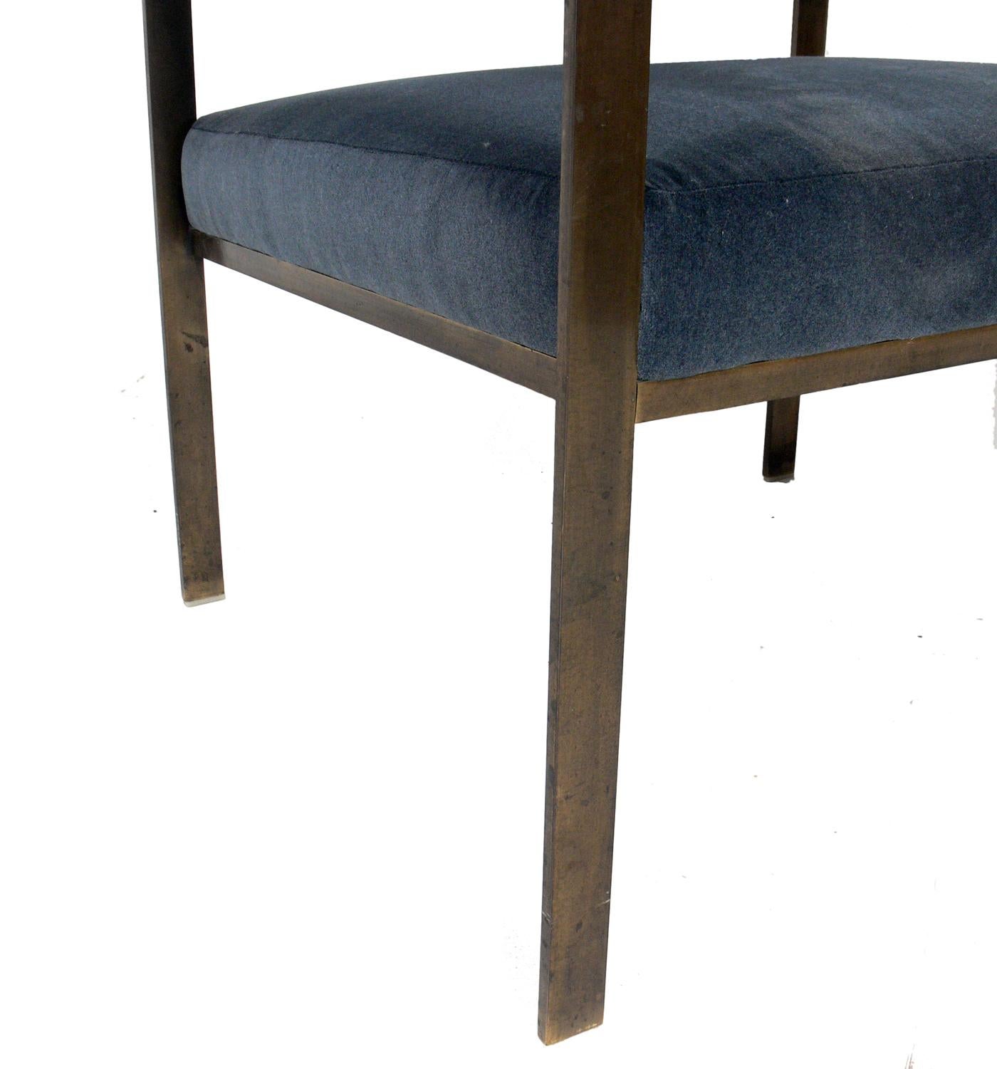Milo Baughman Style Bronze Finish Lounge Chair In Good Condition In Atlanta, GA
