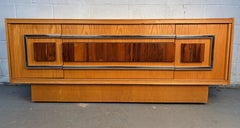 Milo Baughman Style Brutalist Mid Century Oak and Chrome Lowboy Dresser