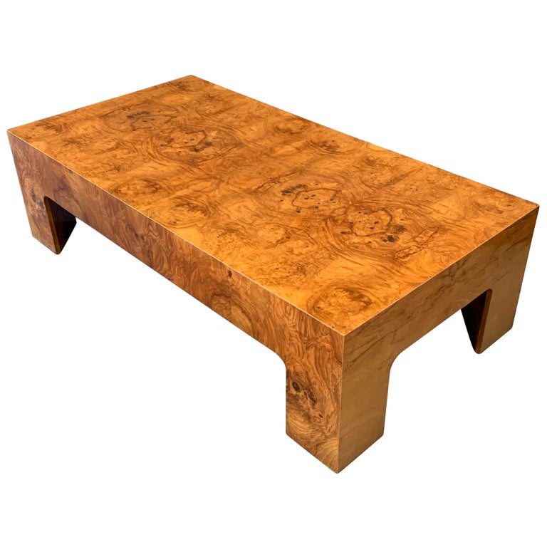 Milo Baughman Style Burl Coffee Table Midcentury at 1stDibs