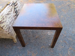 Milo Baughman Style Burl Walnut Parson Side End Table