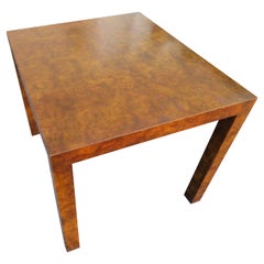 Milo Baughman Style Burl Walnut Parson Side End Table