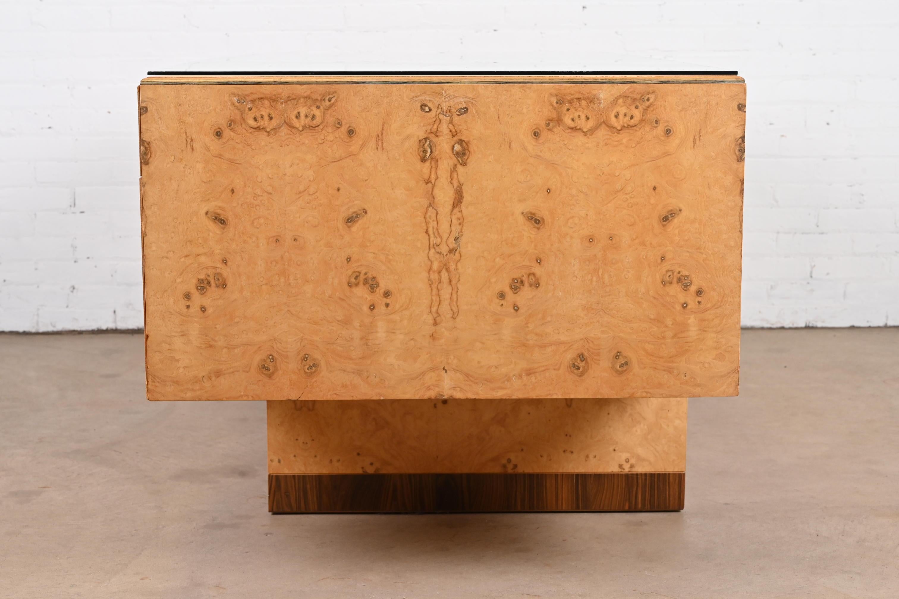 Bureau de style Milo Baughman en bois de ronce et ébène de Macassar par Henredon en vente 7