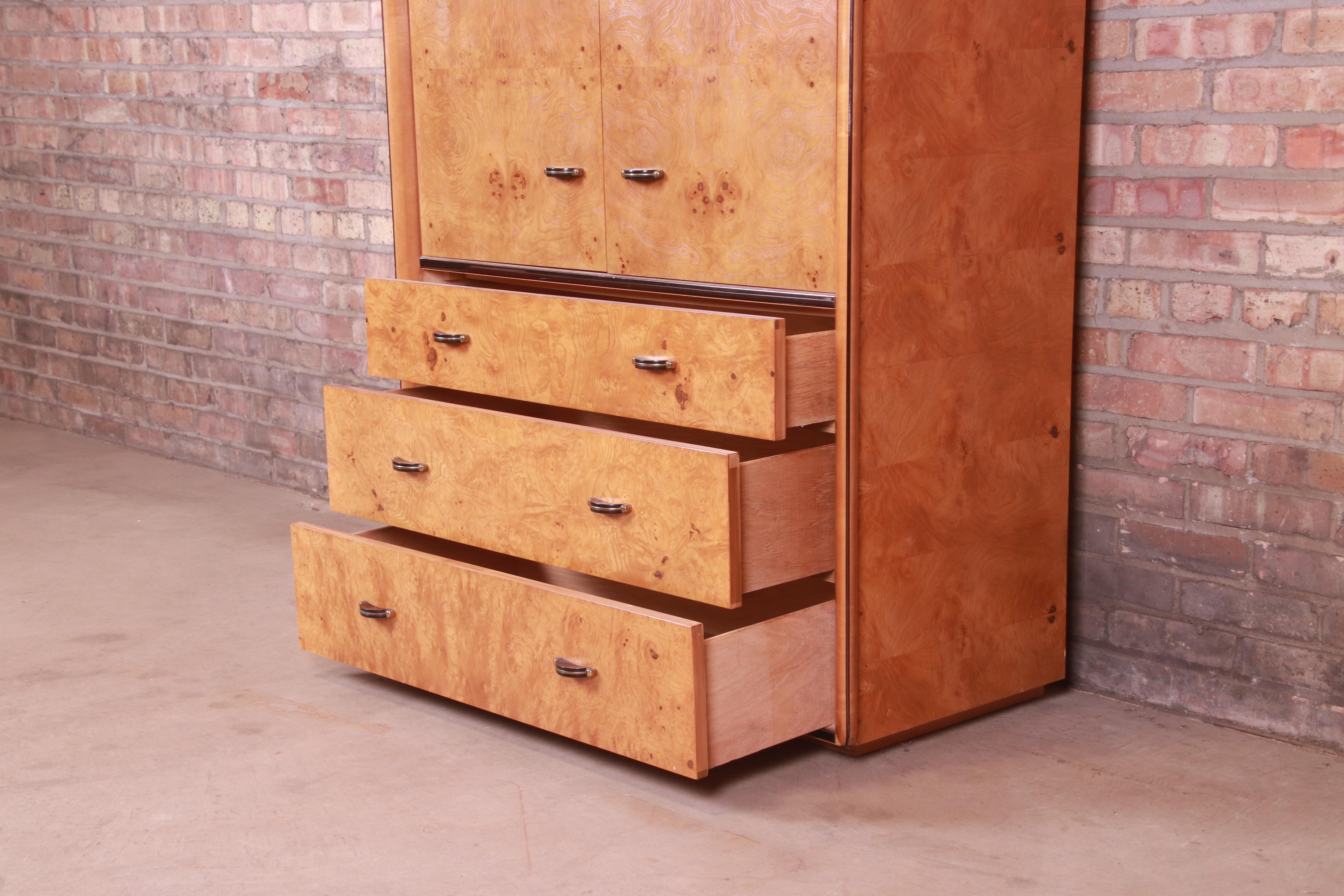 Milo Baughman Style Burl Wood Armoire Dresser by Lane, 1970s 3