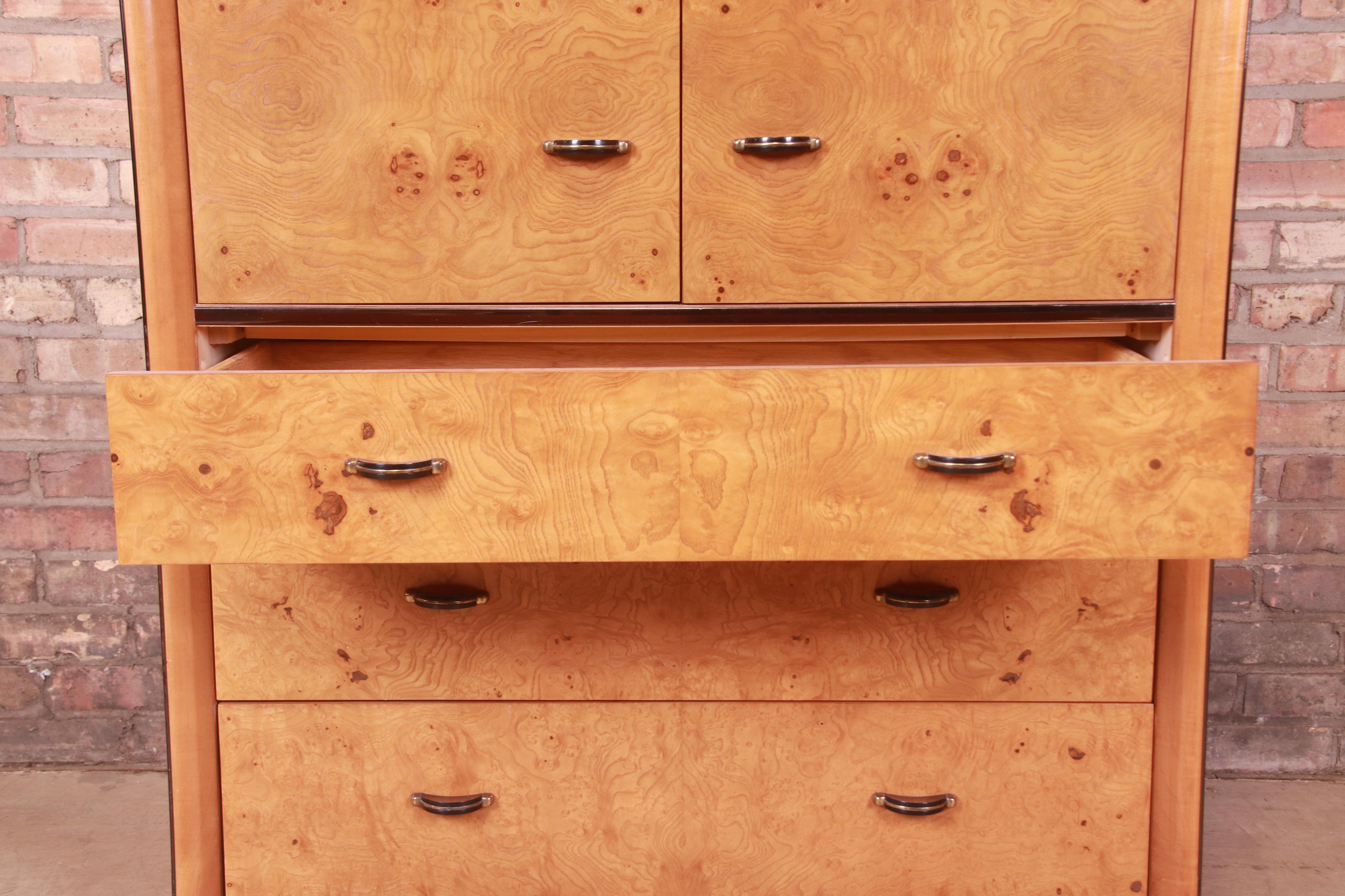Milo Baughman Style Burl Wood Armoire Dresser by Lane, 1970s 4