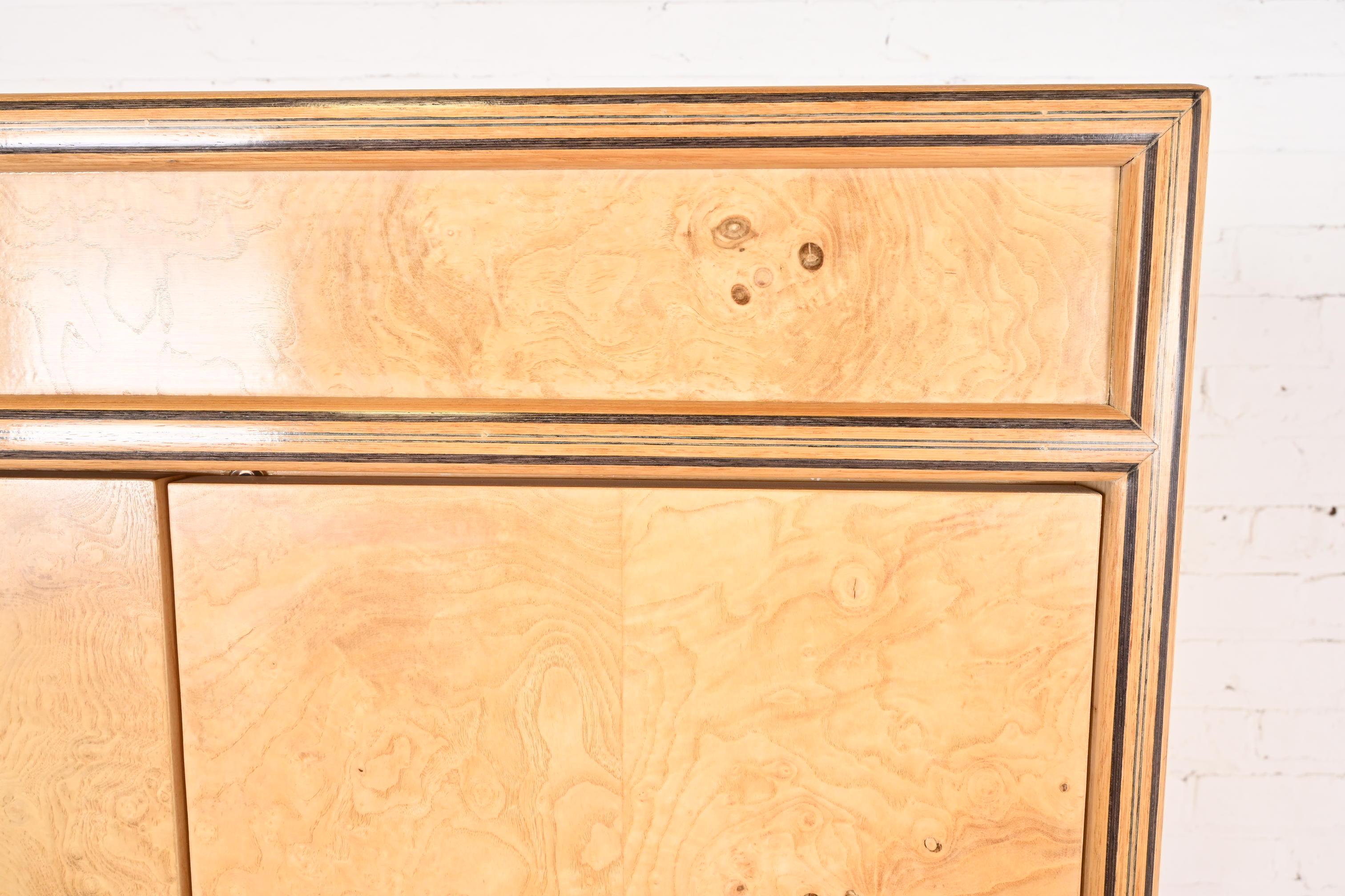 Milo Baughman Style Burl Wood Armoire Dresser or Cabinet by Henredon 5