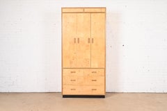 Milo Baughman Style Burl Wood Armoire Dresser or Cabinet by Henredon