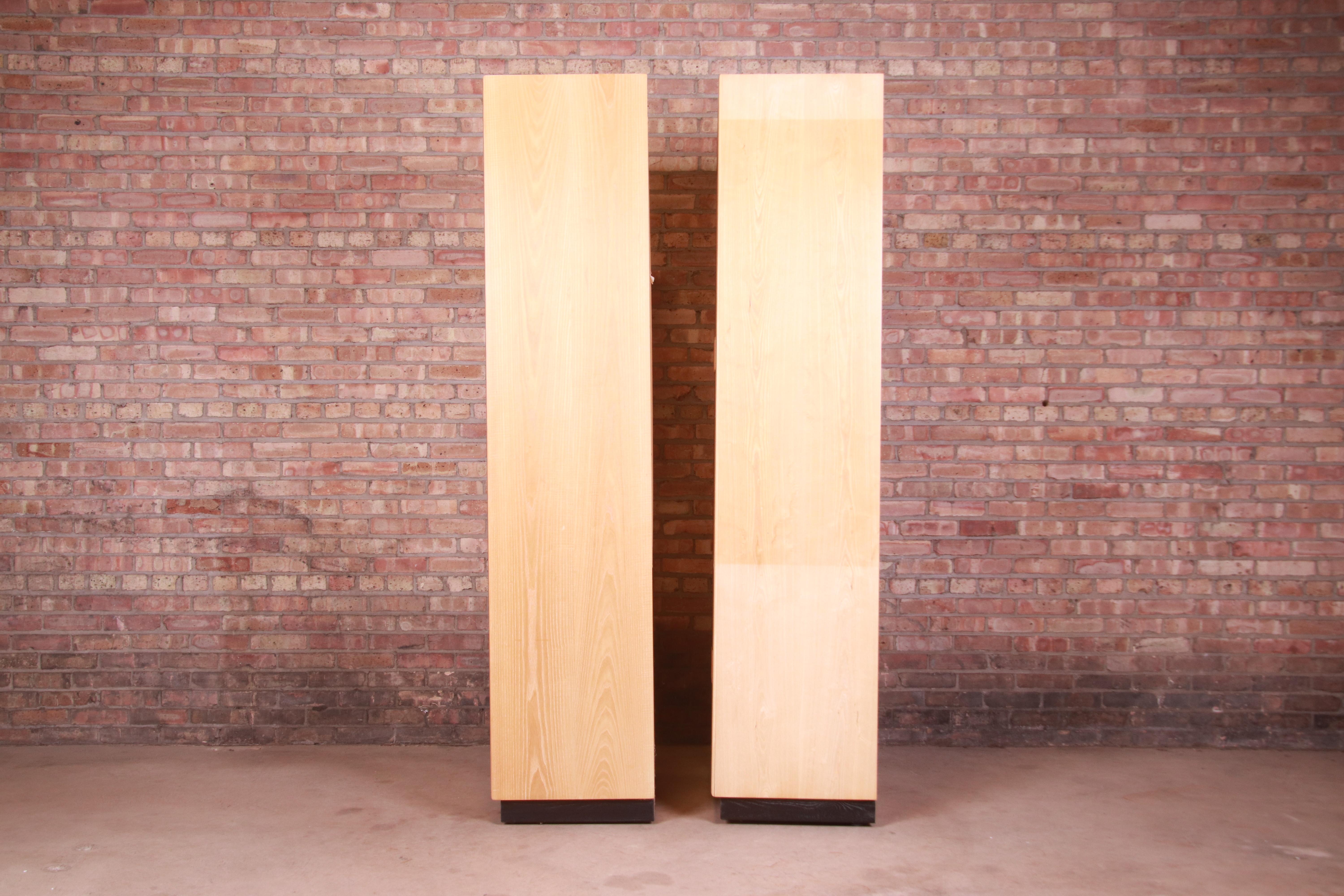Milo Baughman Style Burl Wood Armoire Dressers by Henredon, Pair 5