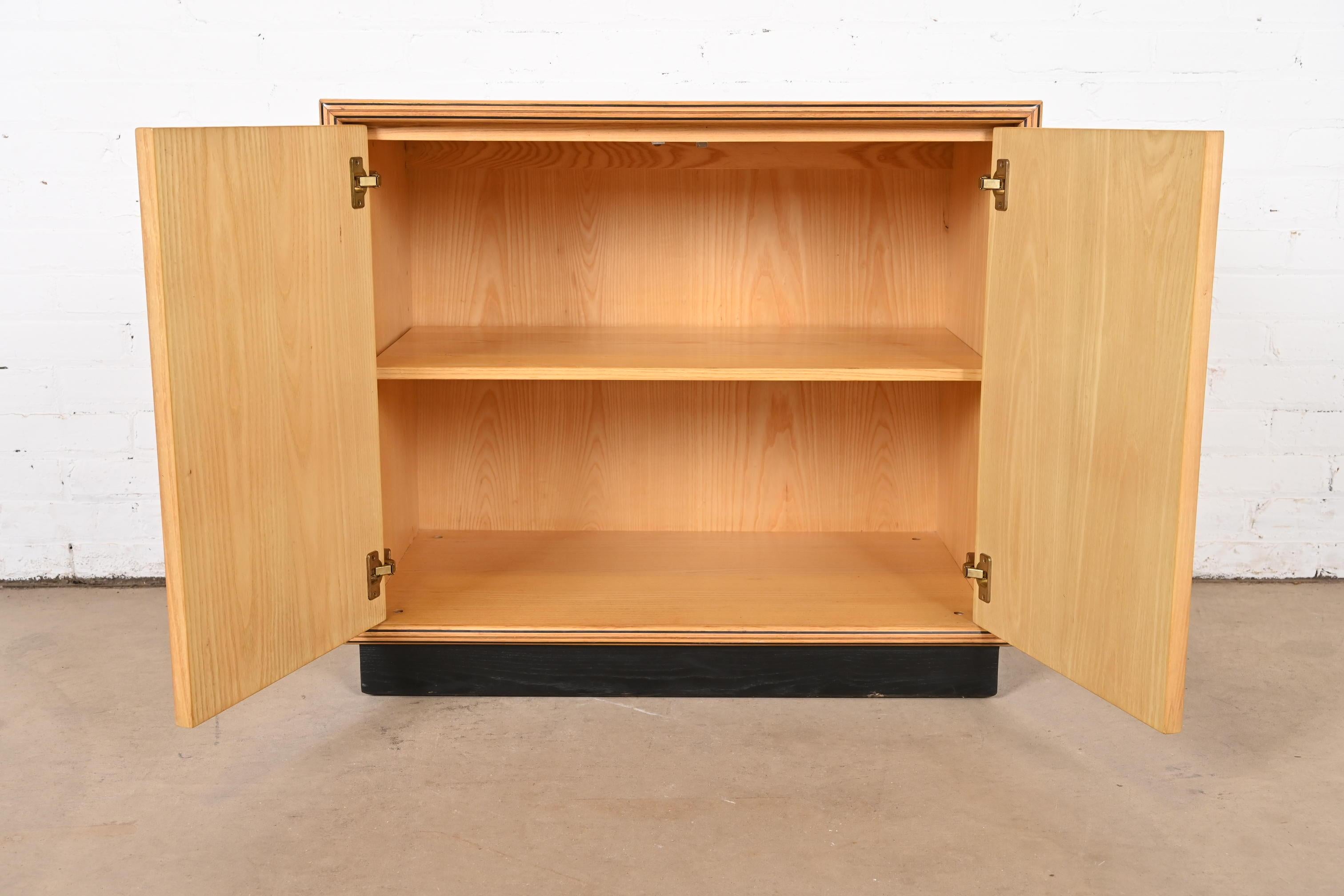 Milo Baughman Style Burl Wood Bar Cabinet by Henredon For Sale 3