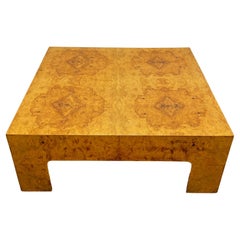 Milo Baughman Style Burl Wood Coffee Table Circa 1970s