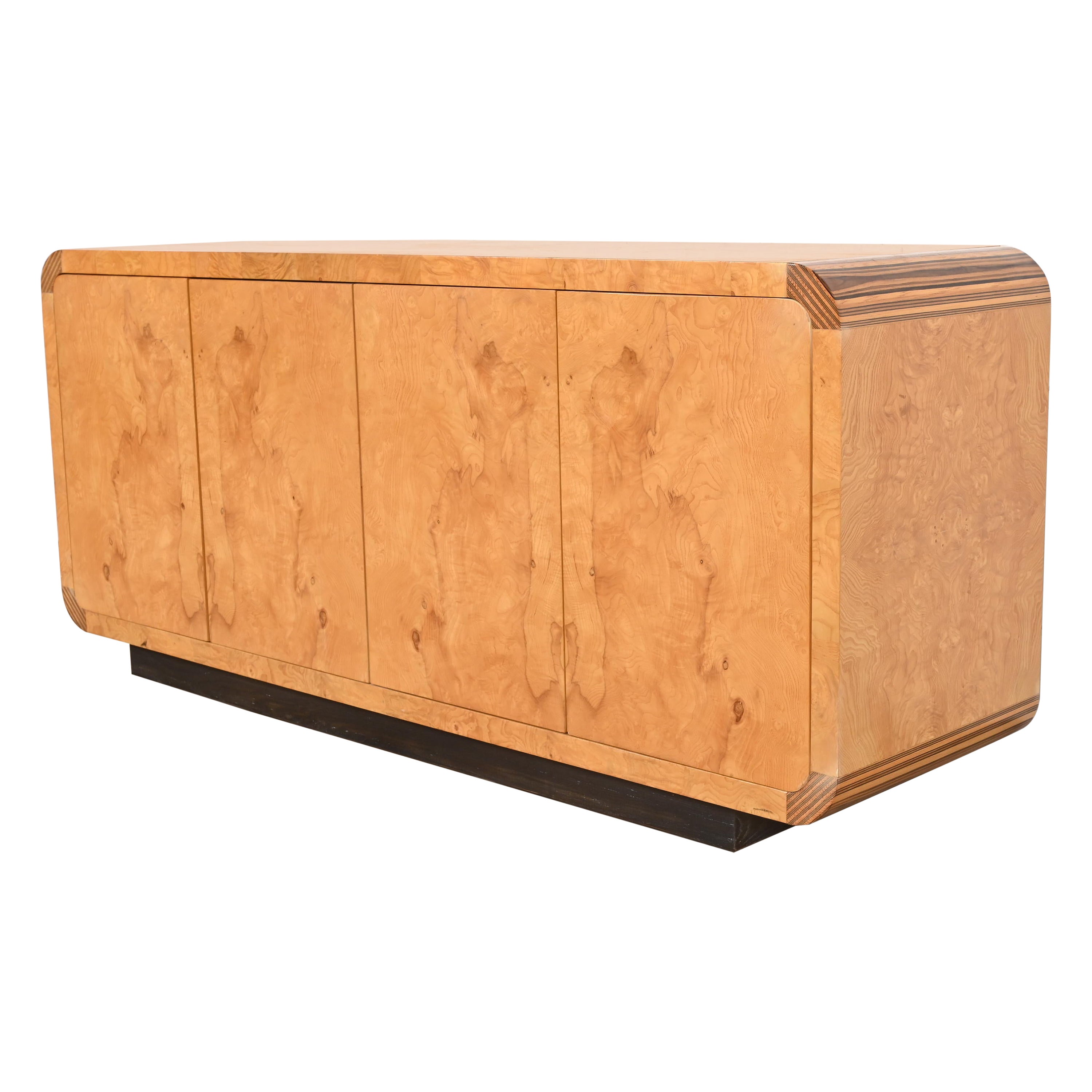 Milo Baughman Style Burl Wood Credenza by Henredon