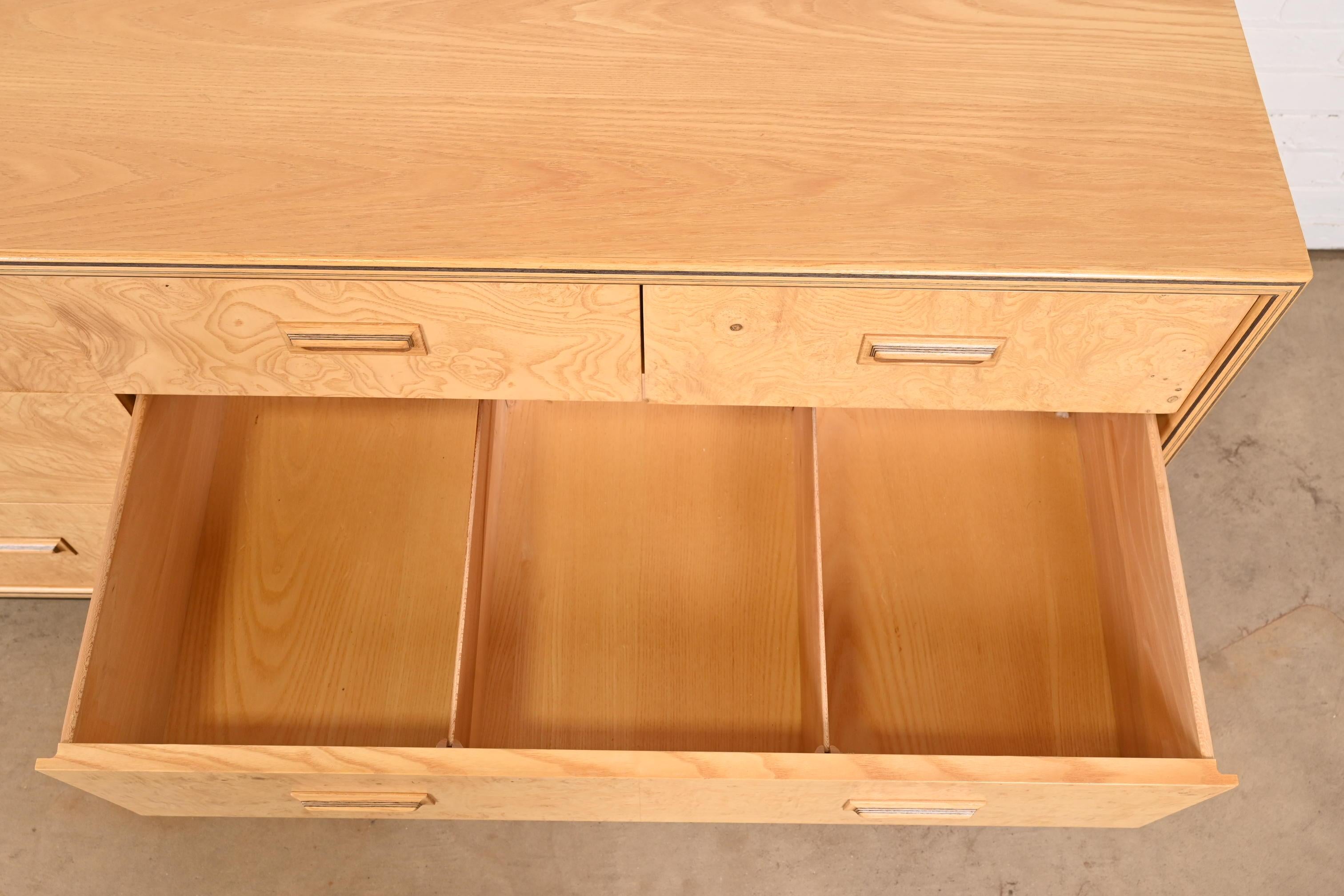Milo Baughman Style Burl Wood Dresser or Credenza by Henredon For Sale 2
