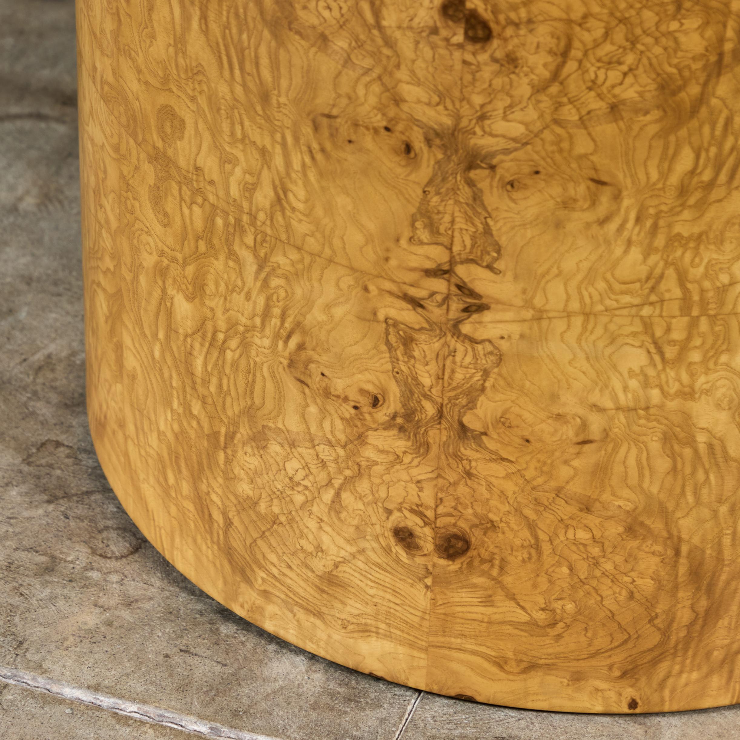 Table d'appoint tambour en bois de ronce de style Milo Baughman en vente 3