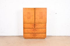 Milo Baughman Style Burl Wood Gentleman's Chest by Lane, 1970s