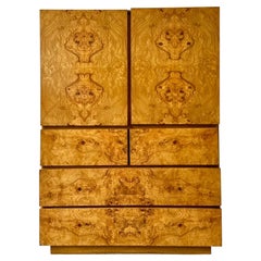 cómoda highboy estilo milo baughman de madera burl lane