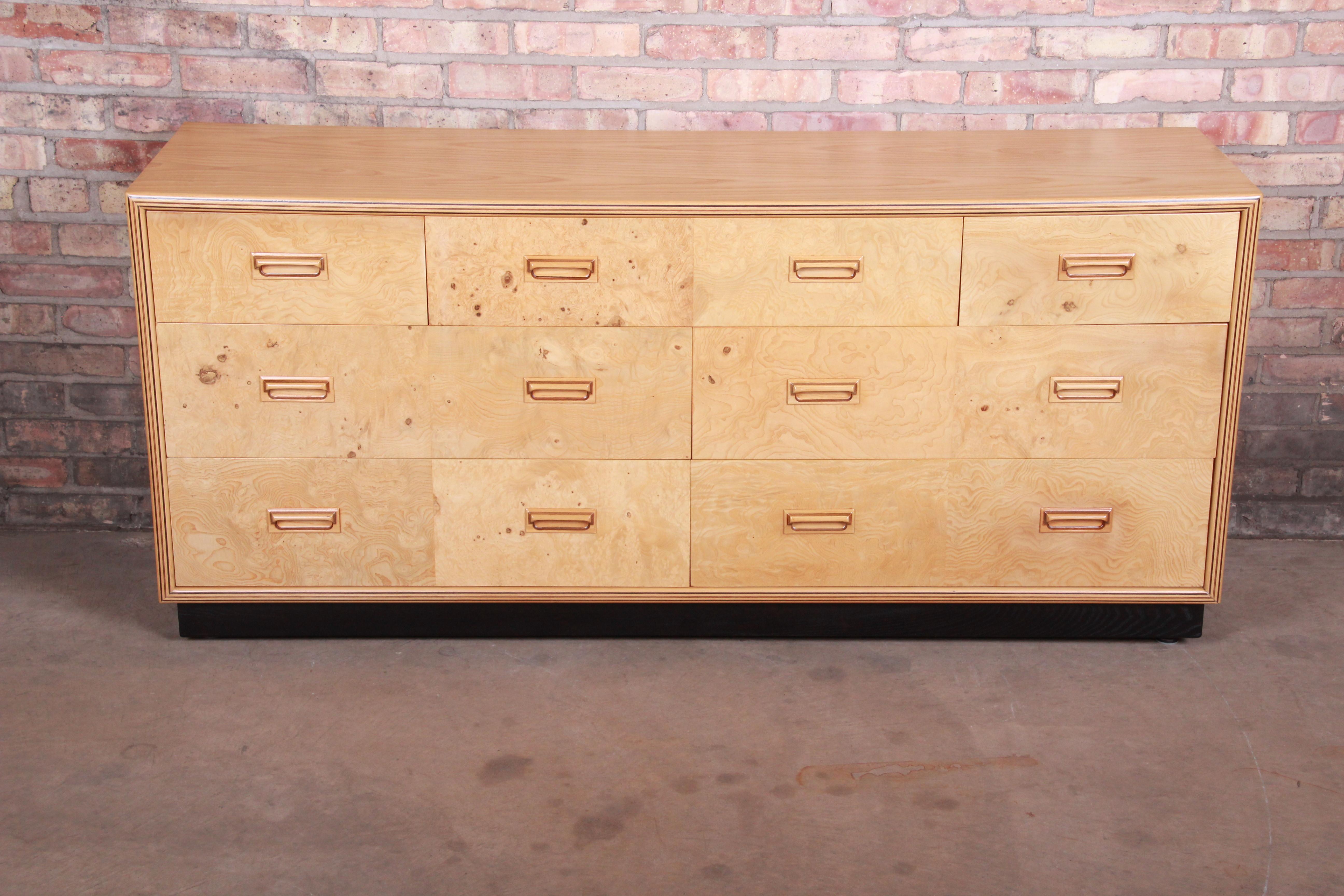 A gorgeous Milo Baughman style Mid-Century Modern seven-drawer long dresser or credenza

By Henredon 