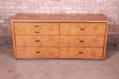 Milo Baughman Style Burl Wood Long Dresser or Credenza by Lane, 1970s