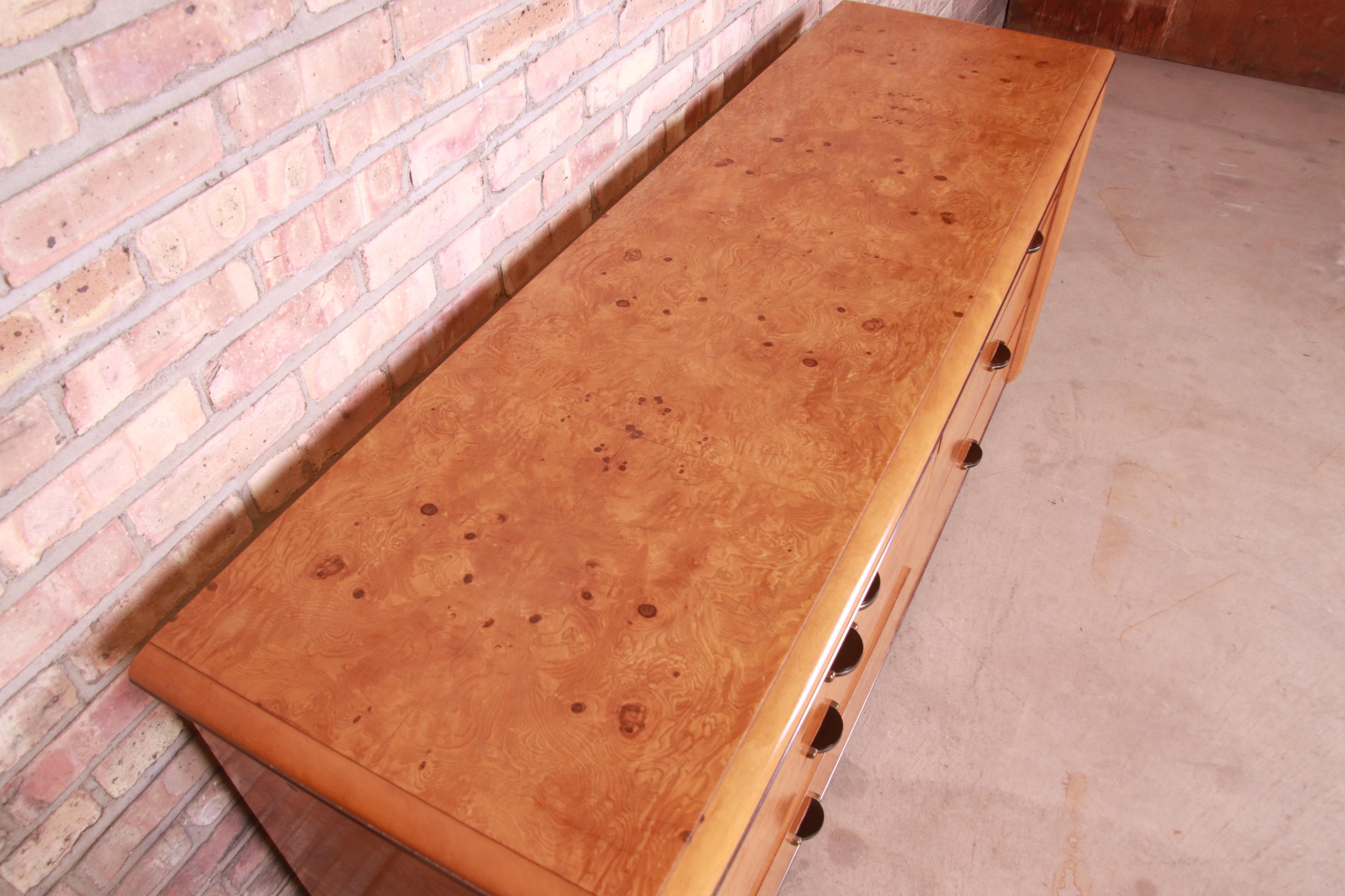 Milo Baughman Style Burl Wood Long Dresser or Credenza by Lane, 1970s 2