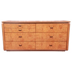 Milo Baughman Style Burl Wood Long Dresser or Credenza by Lane, 1970s