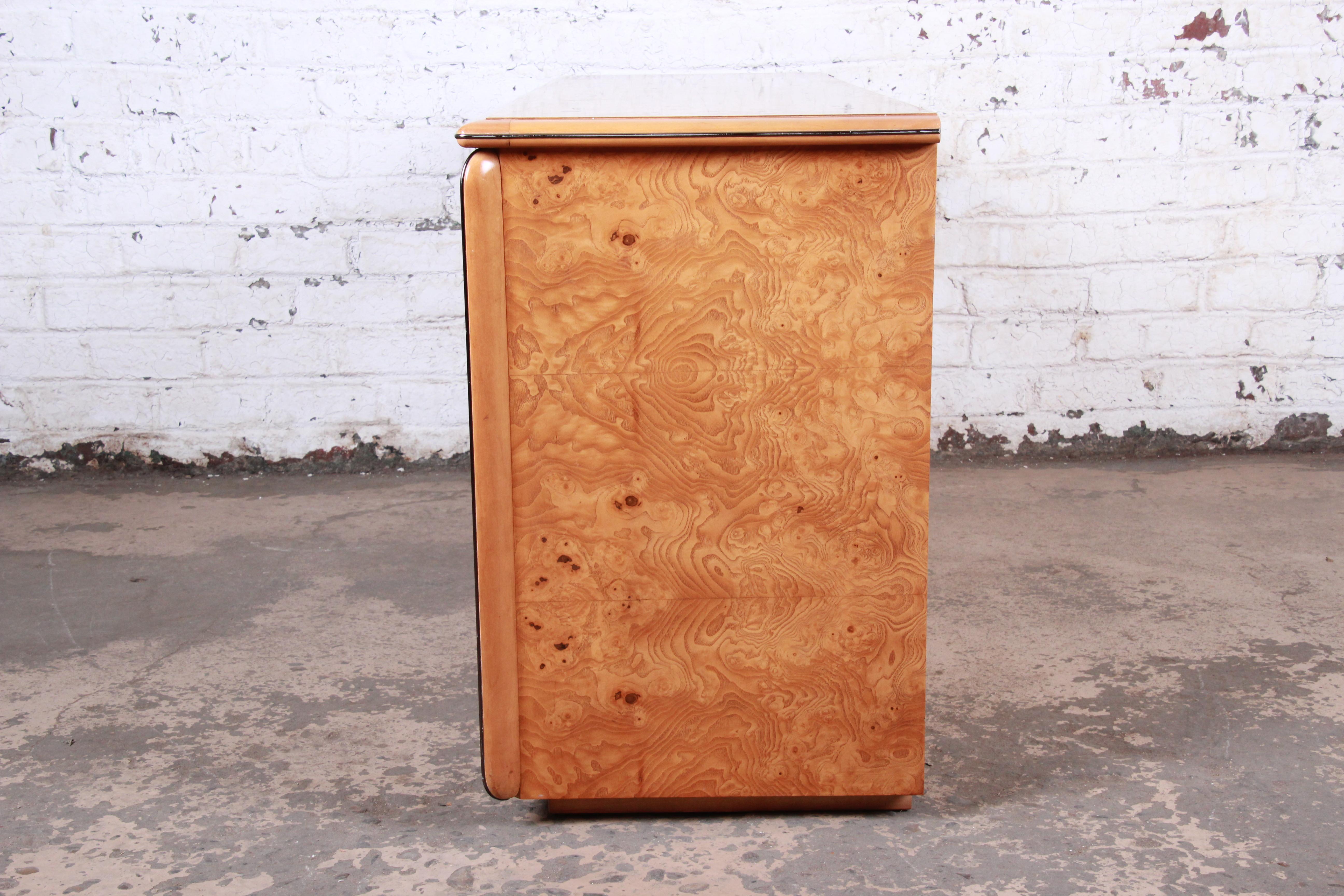 Milo Baughman Style Burl Wood Long Dresser or Credenza by Lane 6