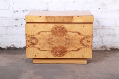 Milo Baughman Style Burl Wood Nightstand by Lane