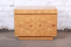 Milo Baughman Style Burl Wood Nightstand by Lane