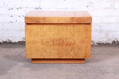 Milo Baughman Style Burl Wood Nightstand by Lane