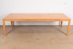 Milo Baughman Style Burl Wood Parsons Dining Table by Henredon, Newly Refinished
