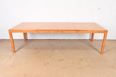 Milo Baughman Style Burl Wood Parsons Dining Table by Henredon, Newly Refinished