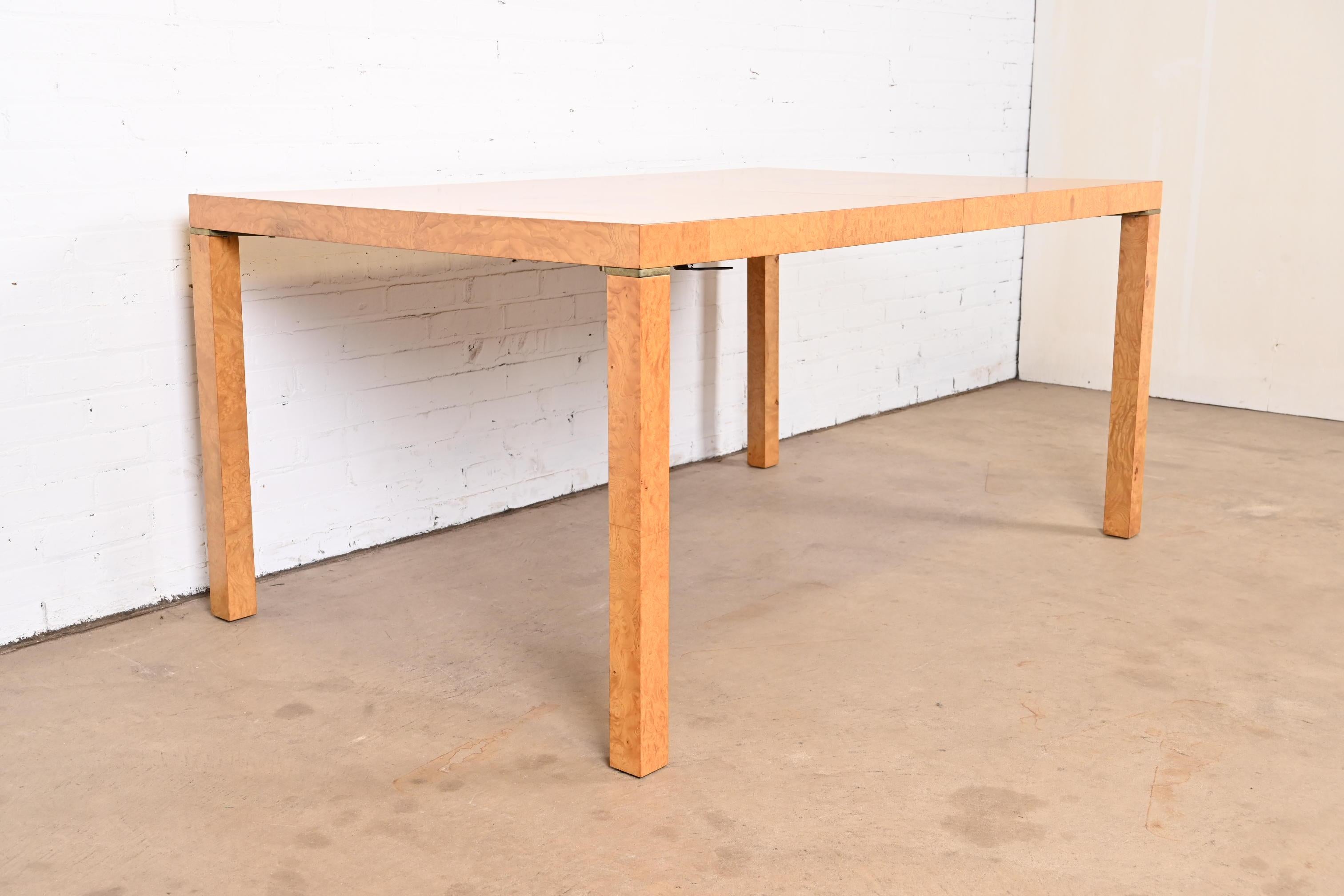 Milo Baughman Style Burl Wood Parsons Dining Table by Lane, Newly Refinished 9