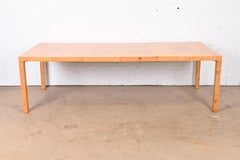 Milo Baughman Style Burl Wood Parsons Dining Table by Lane, Newly Refinished