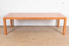 Milo Baughman Style Burl Wood Parsons Dining Table by Lane, Newly Refinished