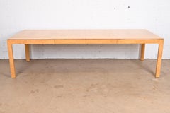 Milo Baughman Style Burl Wood Parsons Extension Dining Table by Henredon
