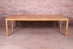 Milo Baughman Style Burl Wood Parsons Extension Dining Table by Lane, Restored